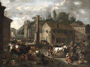 Peter van Bloemen Livestock Market oil on canvas